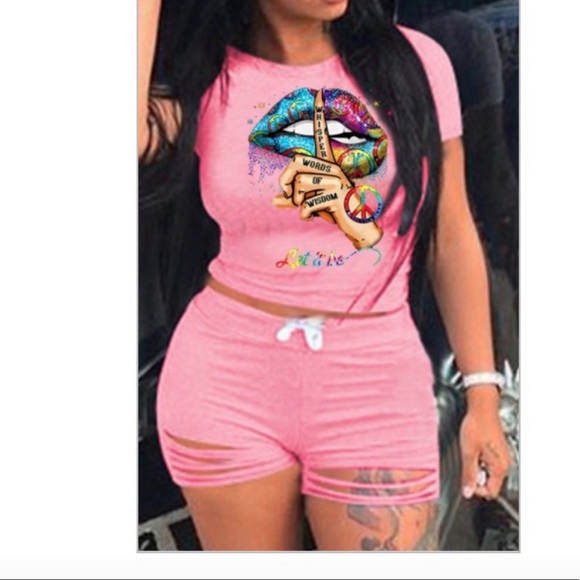 Pants - Pink 2 Piece Short Set